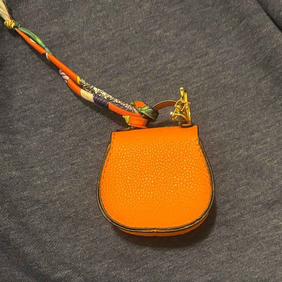 Orange Mini Bag with Gold Keychain - Picture 5 of 5